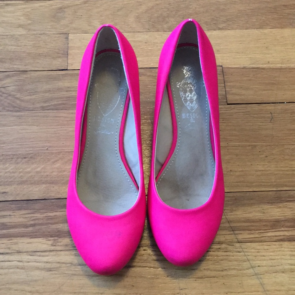 Neon Pink Wedge Heels
